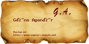 Güns Agenór névjegykártya